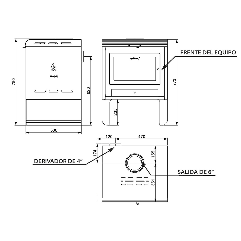 Calefactor a leña Pehuen 14000
